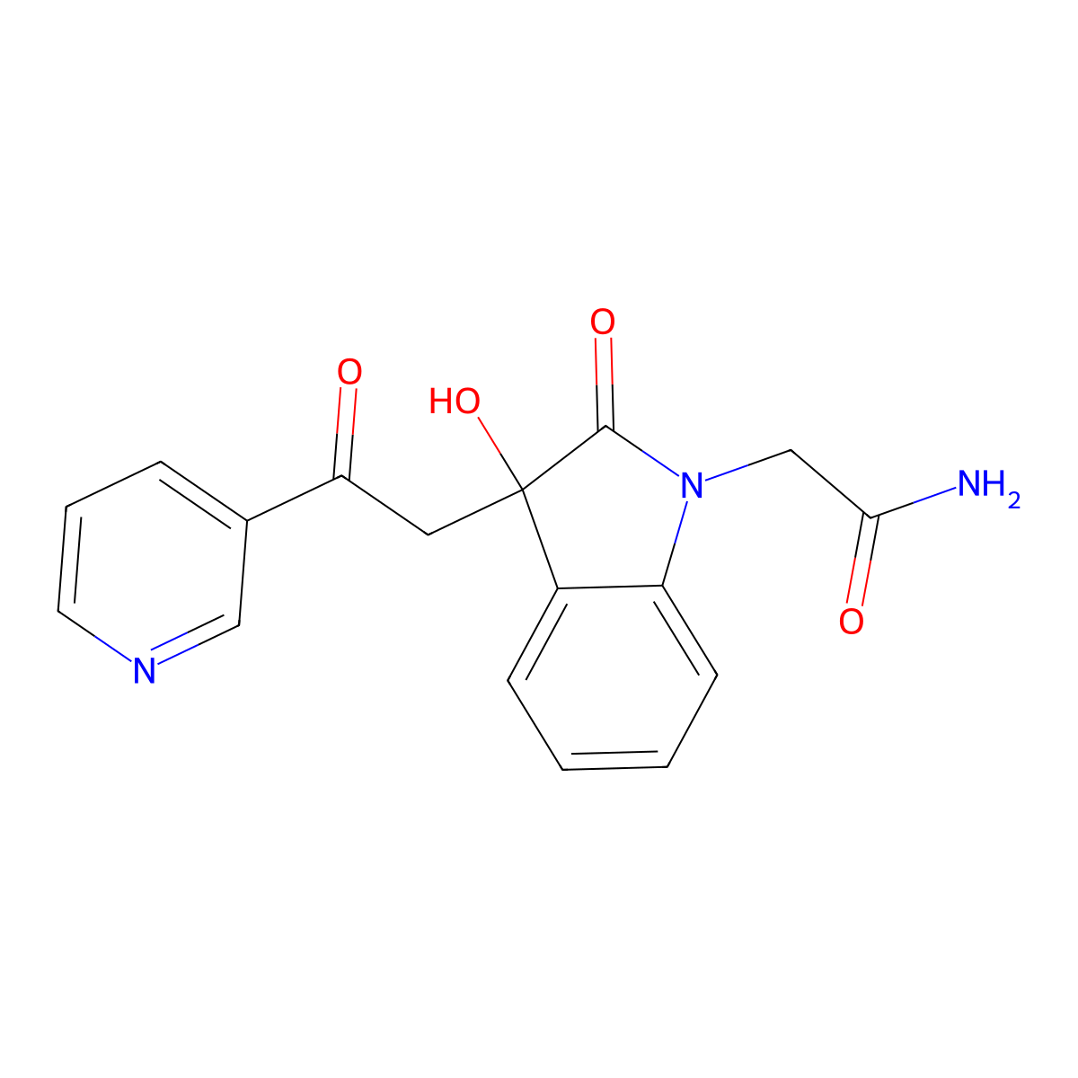 2-[3-Hydroxy-2-oxo-3-(2-oxo-2-pyridin-3-ylethyl)indol-1-yl]acetamide molecular structure, CAS 689755-98-4