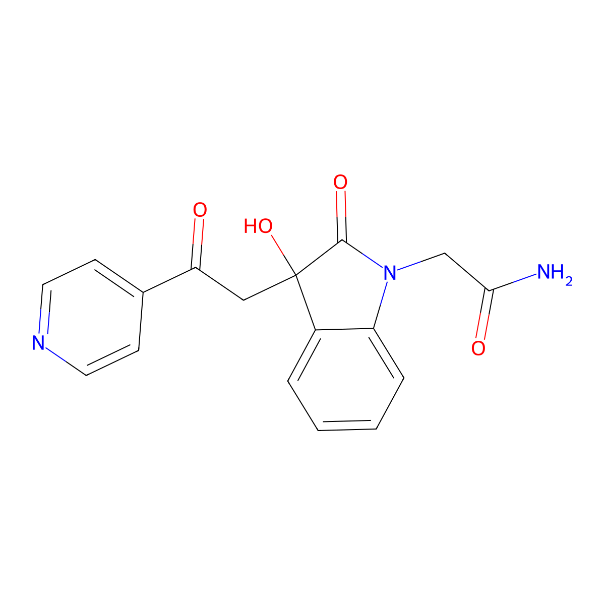 2-[3-Hydroxy-2-oxo-3-(2-oxo-2-pyridin-4-ylethyl)indol-1-yl]acetamide molecular structure, CAS 689756-03-4