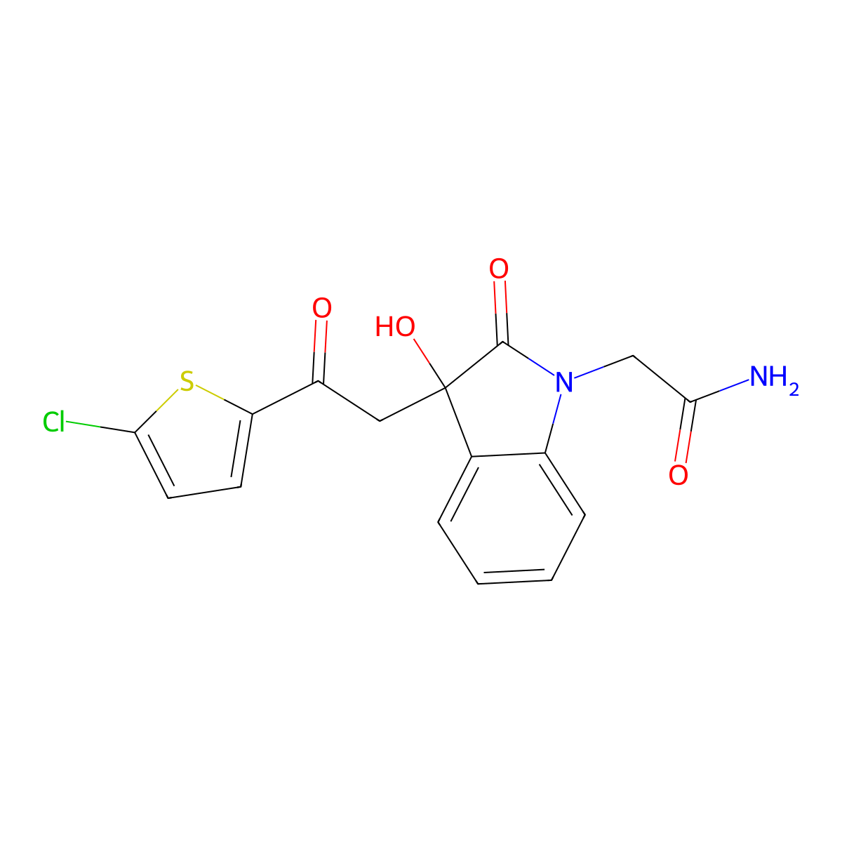 2-[3-[2-(5-Chlorothiophen-2-yl)-2-oxoethyl]-3-hydroxy-2-oxoindol-1-yl]acetamide molecular structure, CAS 689756-08-9