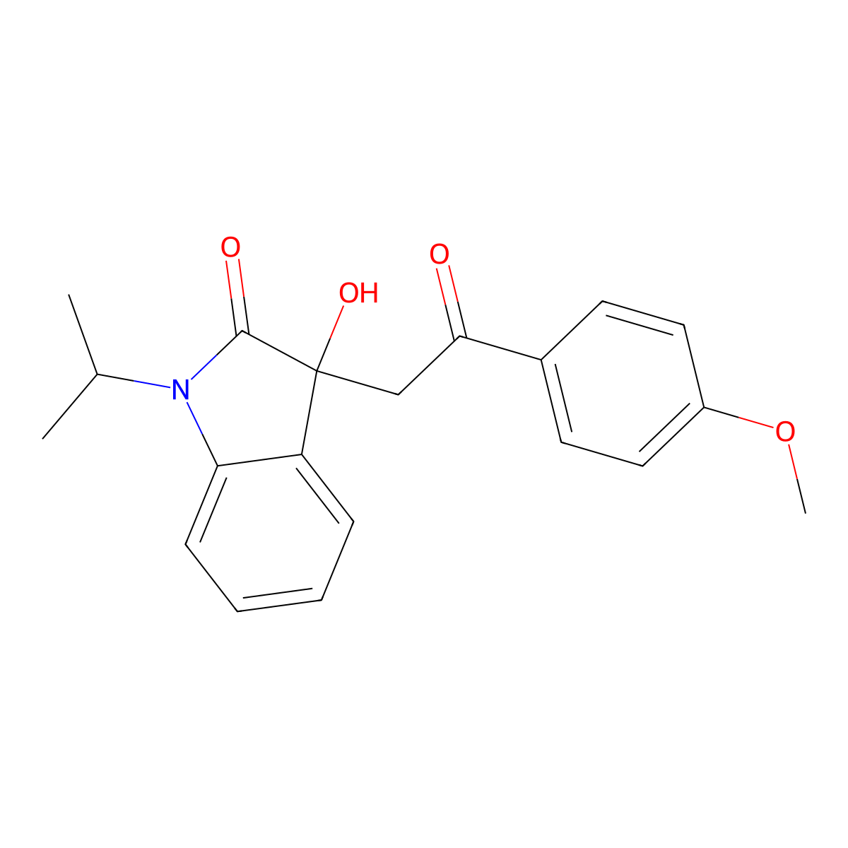3-Hydroxy-3-[2-(4-methoxyphenyl)-2-oxoethyl]-1-propan-2-ylindol-2-one molecular structure, CAS 689756-20-5