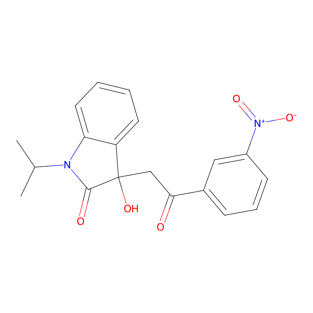 3-Hydroxy-3-[2-(3-nitrophenyl)-2-oxoethyl]-1-propan-2-ylindol-2-one molecular structure, CAS 689756-32-9