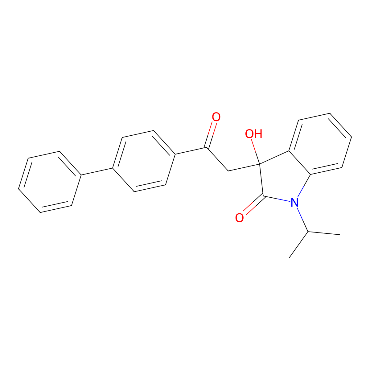 3-(2-[1,1'-biphenyl]-4-yl-2-oxoethyl)-3-hydroxy-1-isopropyl-1,3-dihydro-2H-indol-2-one molecular structure, CAS 689756-50-1