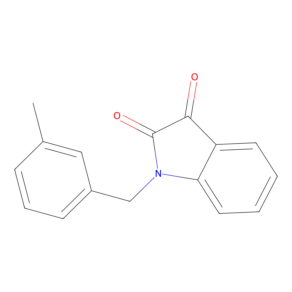 1-(3-methylbenzyl)-1H-indole-2,3-dione molecular structure, CAS 689757-37-7