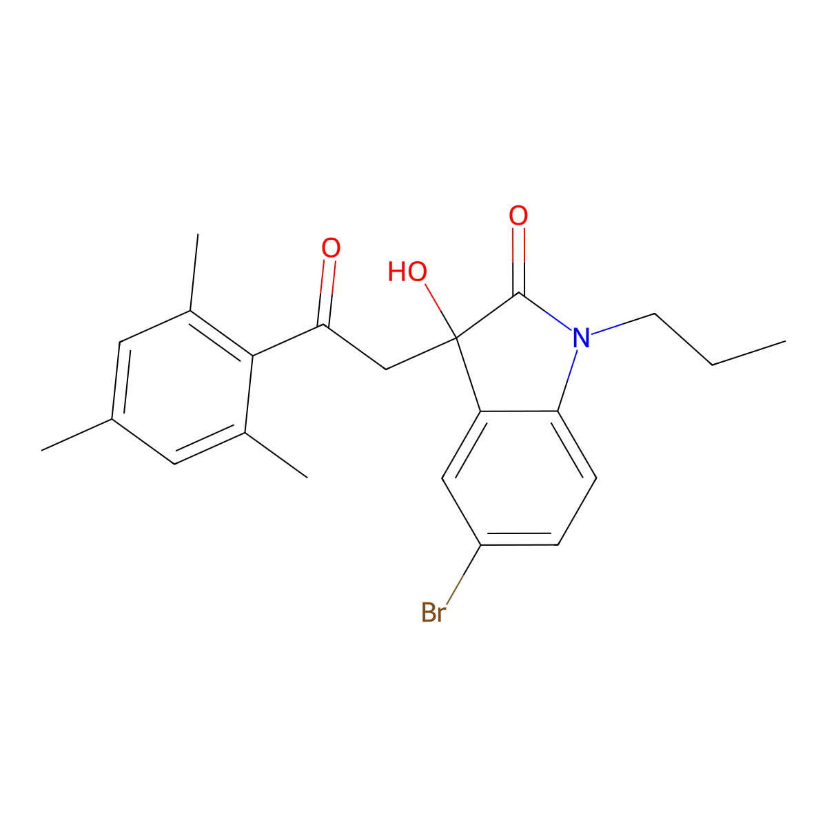 5-Bromo-3-hydroxy-3-[2-oxo-2-(2,4,6-trimethylphenyl)ethyl]-1-propylindol-2-one molecular structure, CAS 689757-92-4