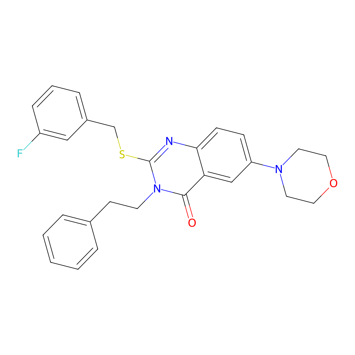 2-((3-fluorobenzyl)thio)-6-morpholino-3-phenethylquinazolin-4(3H)-one molecular structure, CAS 689758-00-7