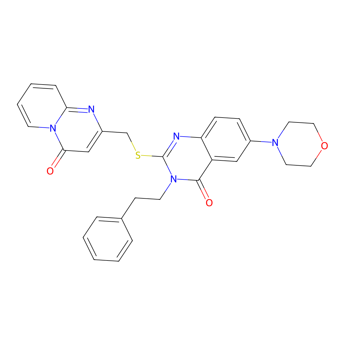 6-morpholino-2-(((4-oxo-4H-pyrido[1,2-a]pyrimidin-2-yl)methyl)thio)-3-phenethylquinazolin-4(3H)-one molecular structure, CAS 689758-73-4
