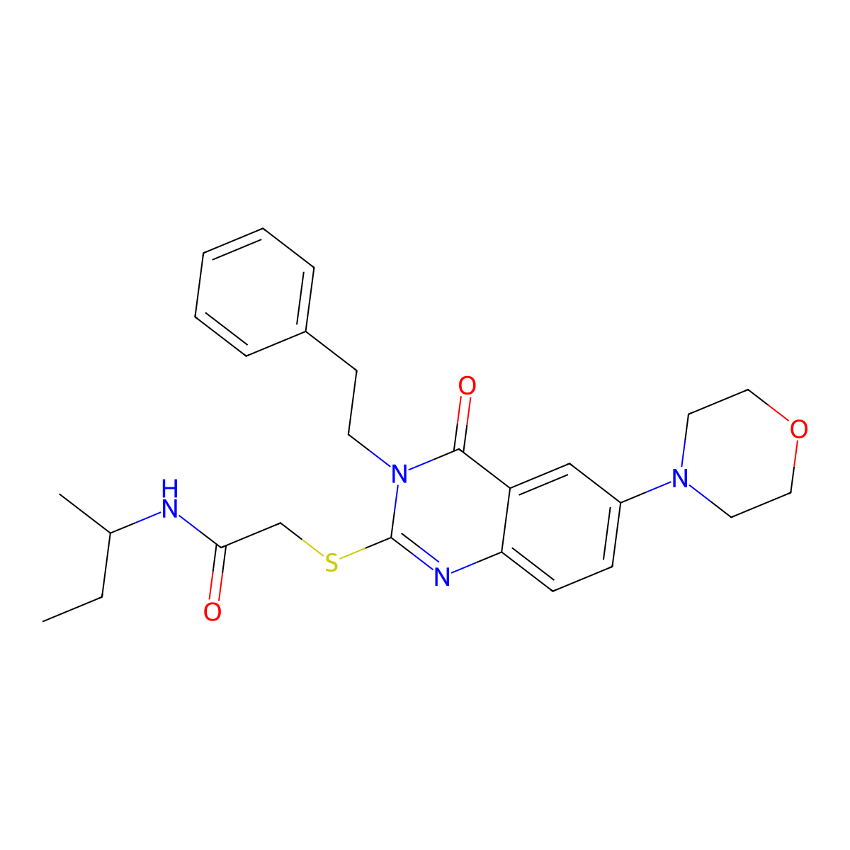N-(sec-butyl)-2-{[6-morpholin-4-yl-4-oxo-3-(2-phenylethyl)-3,4-dihydroquinazolin-2-yl]thio}acetamide molecular structure, CAS 689758-93-8