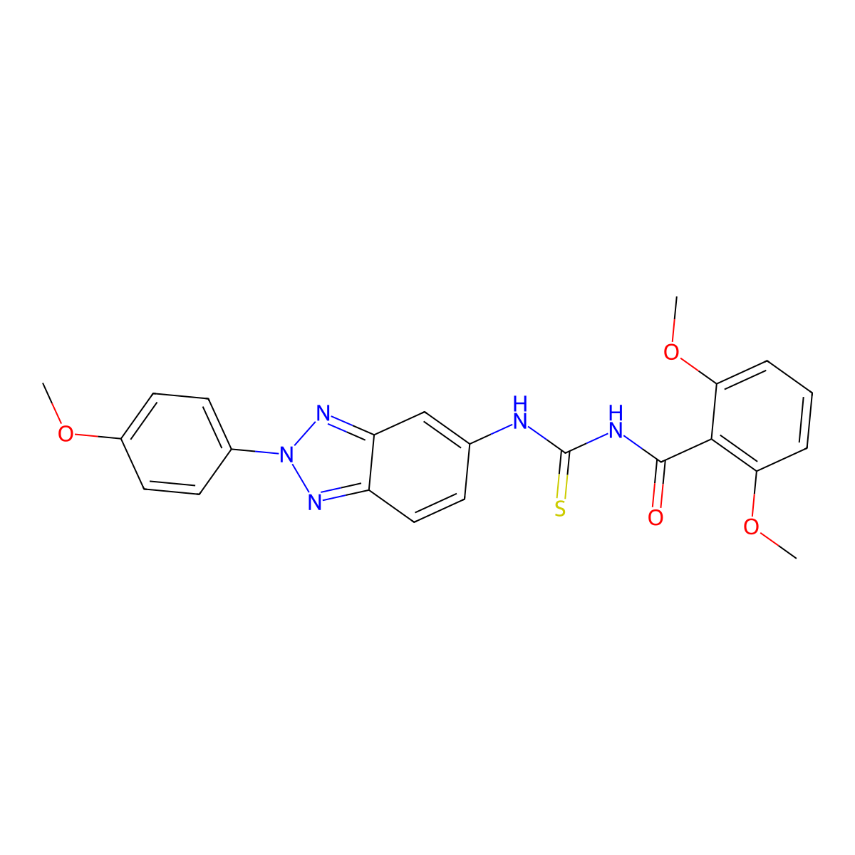 2,6-dimethoxy-N-[[2-(4-methoxyphenyl)benzotriazol-5-yl]carbamothioyl]benzamide molecular structure, CAS 689758-98-3