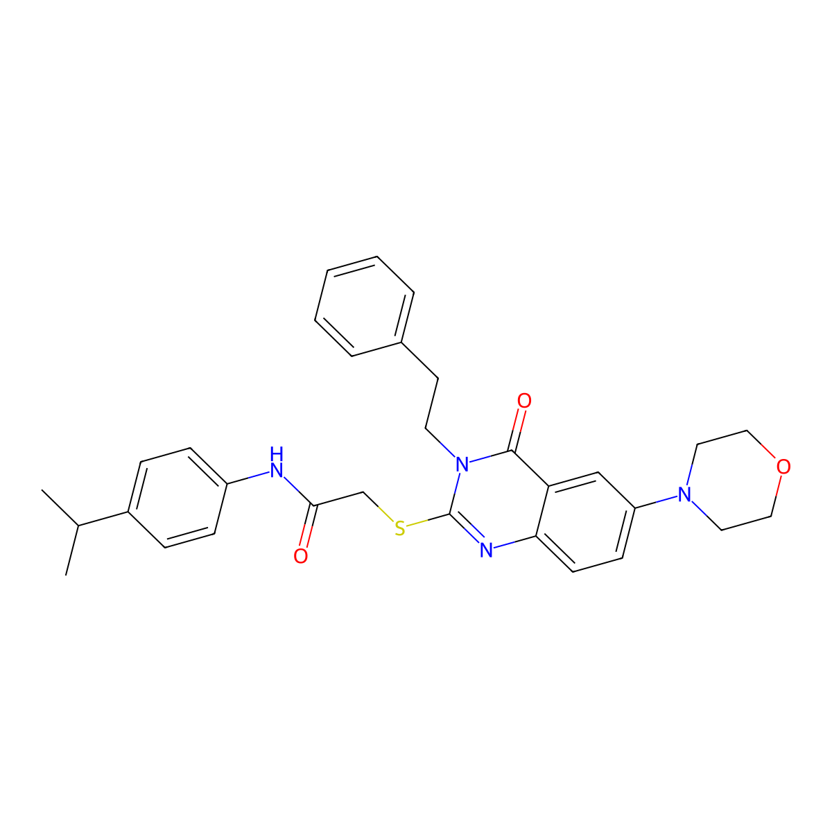 N-(4-isopropylphenyl)-2-((6-morpholino-4-oxo-3-phenethyl-3,4-dihydroquinazolin-2-yl)thio)acetamide molecular structure, CAS 689759-35-1