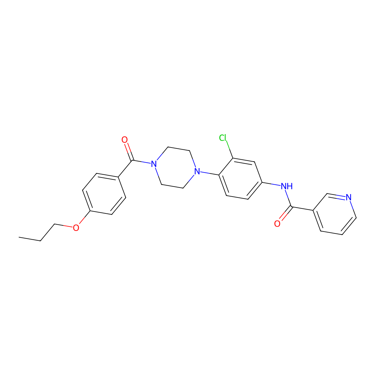 N-[3-chloro-4-[4-(4-propoxybenzoyl)piperazin-1-yl]phenyl]pyridine-3-carboxamide molecular structure, CAS 689759-44-2