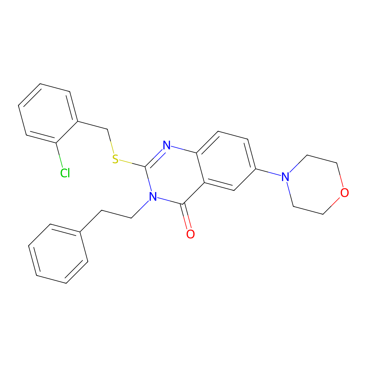 2-((2-chlorobenzyl)thio)-6-morpholino-3-phenethylquinazolin-4(3H)-one molecular structure, CAS 689759-65-7