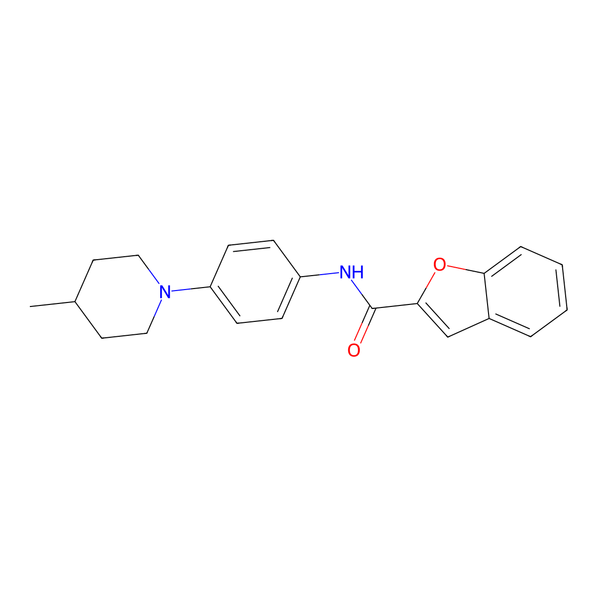 N-[4-(4-methylpiperidin-1-yl)phenyl]-1-benzofuran-2-carboxamide molecular structure, CAS 689759-70-4