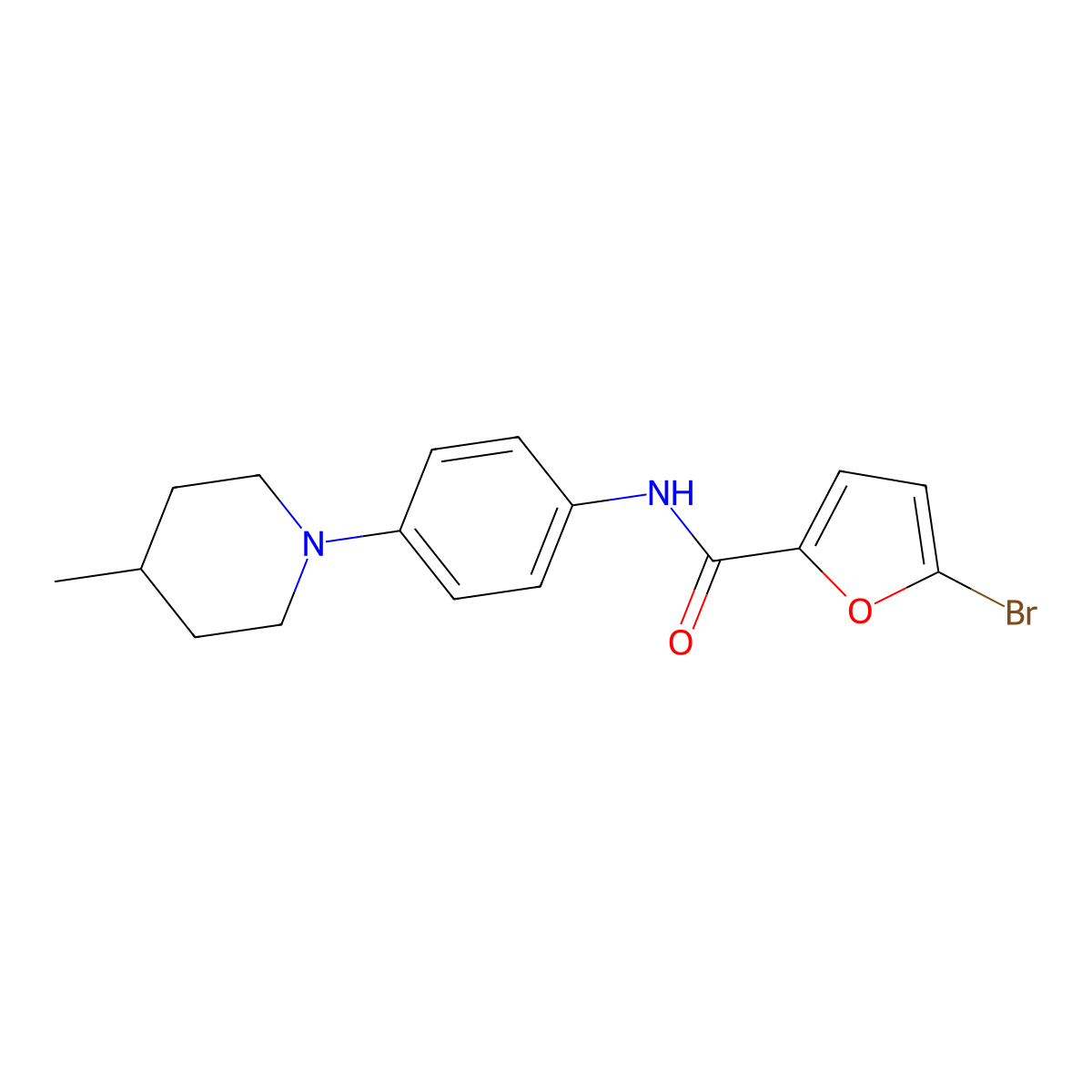 5-bromo-N-[4-(4-methylpiperidin-1-yl)phenyl]furan-2-carboxamide molecular structure, CAS 689759-76-0