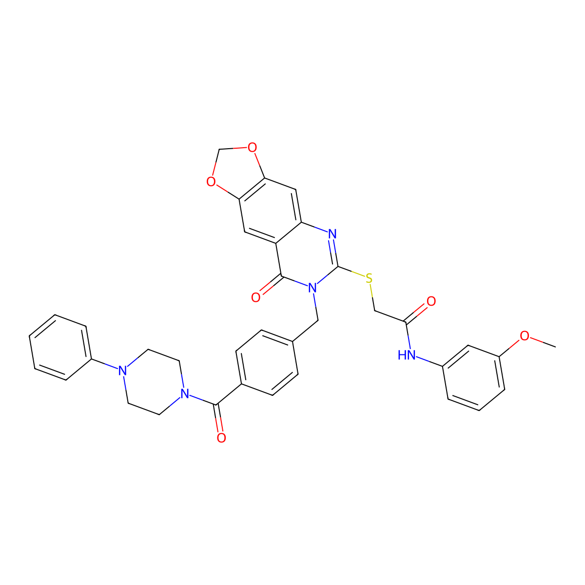 N-(3-methoxyphenyl)-2-((8-oxo-7-(4-(4-phenylpiperazine-1-carbonyl)benzyl)-7,8-dihydro-[1,3]dioxolo[4,5-g]quinazolin-6-yl)thio)acetamide molecular structure, CAS 689759-84-0