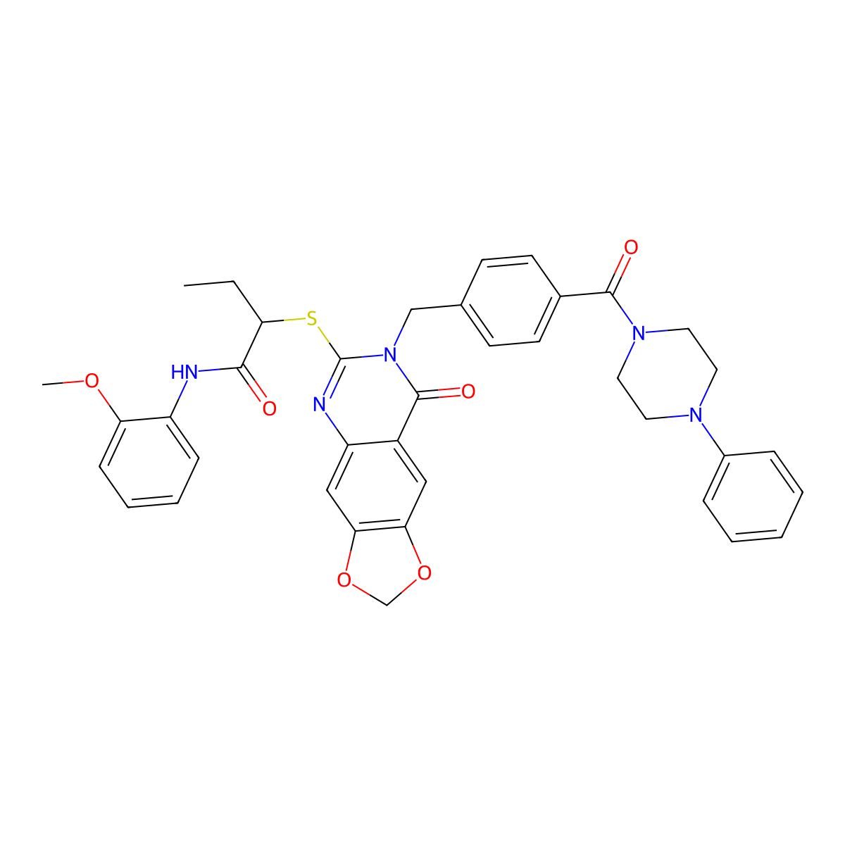 N-(2-methoxyphenyl)-2-((8-oxo-7-(4-(4-phenylpiperazine-1-carbonyl)benzyl)-7,8-dihydro-[1,3]dioxolo[4,5-g]quinazolin-6-yl)thio)butanamide molecular structure, CAS 689759-96-4
