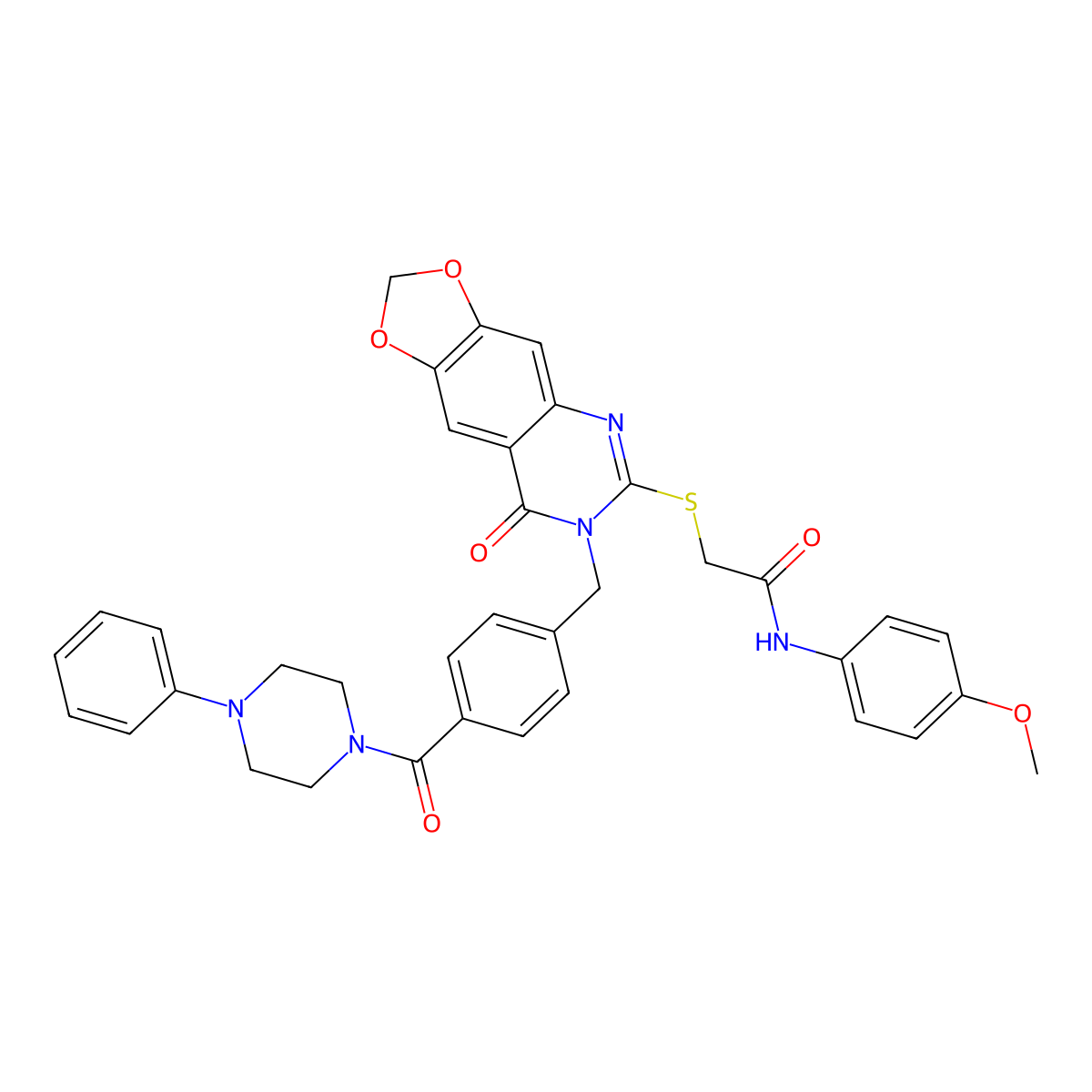 N-(4-methoxyphenyl)-2-((8-oxo-7-(4-(4-phenylpiperazine-1-carbonyl)benzyl)-7,8-dihydro-[1,3]dioxolo[4,5-g]quinazolin-6-yl)thio)acetamide molecular structure, CAS 689760-02-9