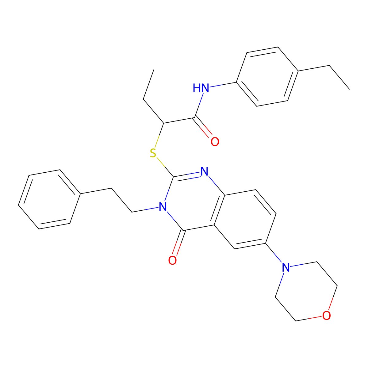 N-(4-ethylphenyl)-2-((6-morpholino-4-oxo-3-phenethyl-3,4-dihydroquinazolin-2-yl)thio)butanamide molecular structure, CAS 689760-08-5
