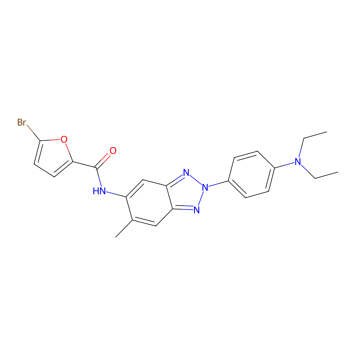 5-bromo-N-[2-[4-(diethylamino)phenyl]-6-methylbenzotriazol-5-yl]furan-2-carboxamide molecular structure, CAS 689760-56-3