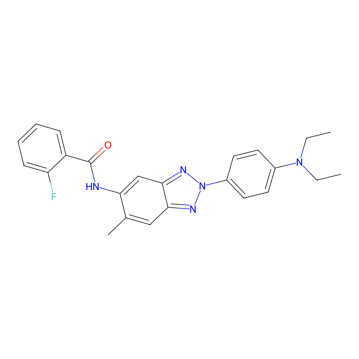 N-[2-[4-(diethylamino)phenyl]-6-methylbenzotriazol-5-yl]-2-fluorobenzamide molecular structure, CAS 689761-08-8