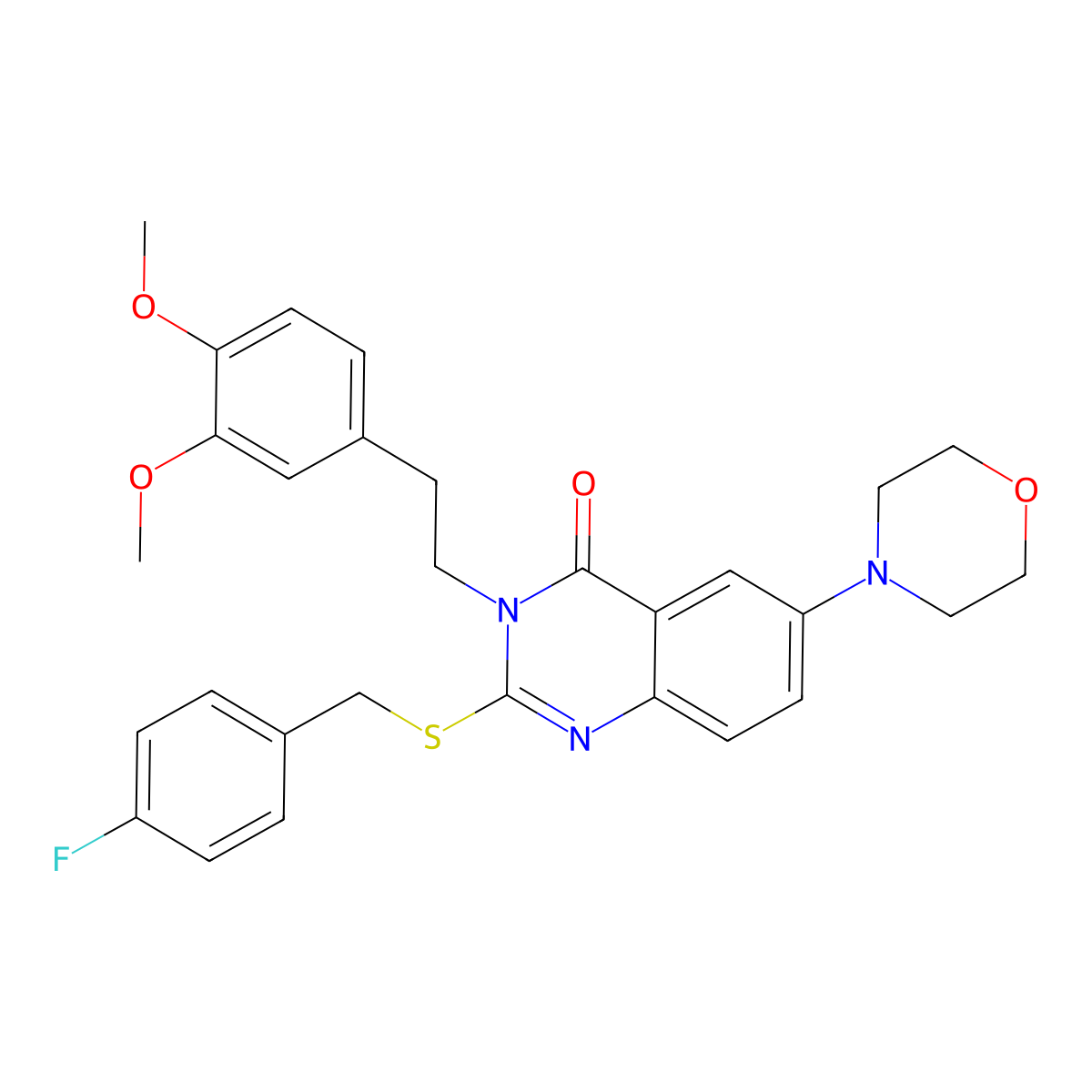 3-(3,4-dimethoxyphenethyl)-2-((4-fluorobenzyl)thio)-6-morpholinoquinazolin-4(3H)-one molecular structure, CAS 689761-12-4