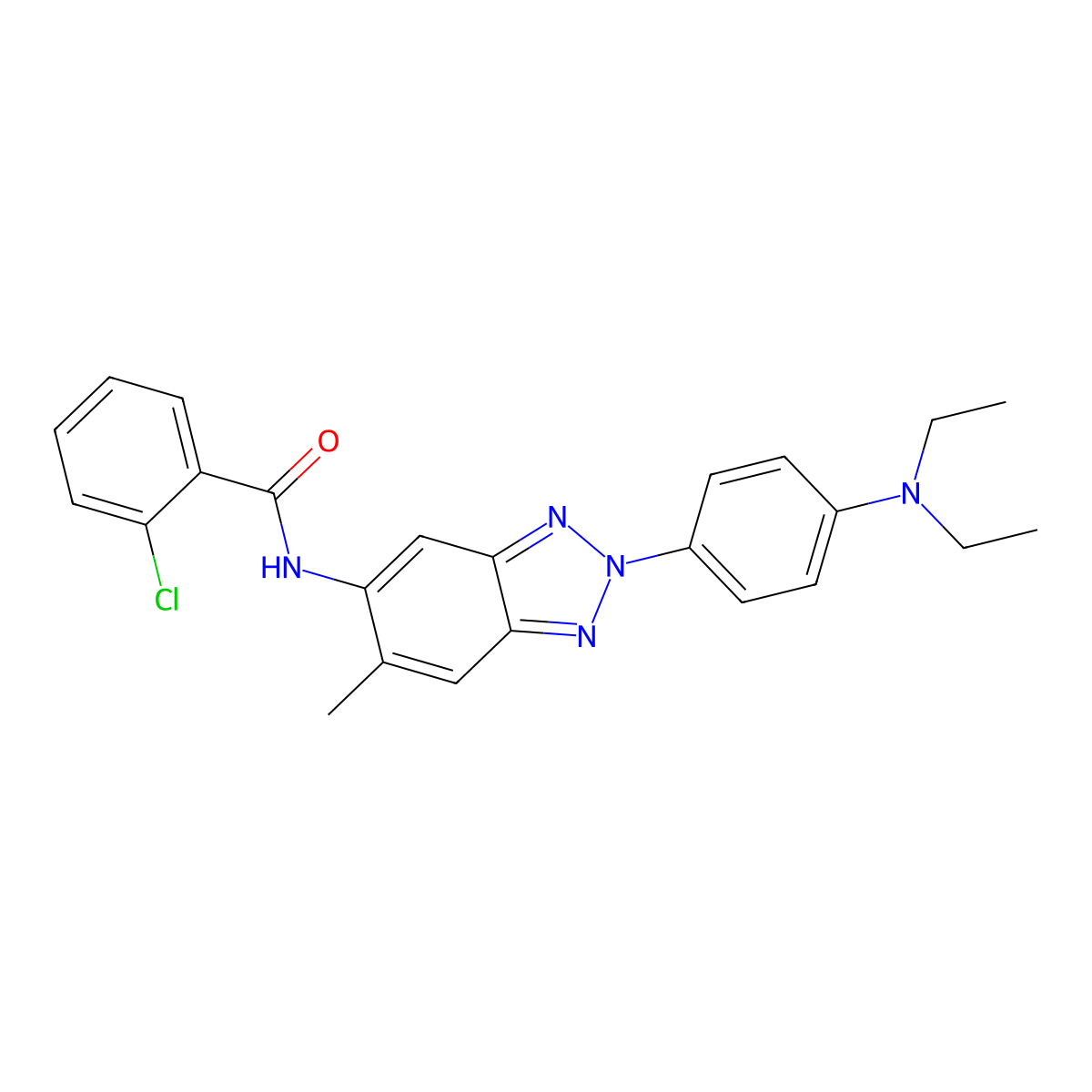 2-chloro-N-[2-[4-(diethylamino)phenyl]-6-methylbenzotriazol-5-yl]benzamide molecular structure, CAS 689761-13-5