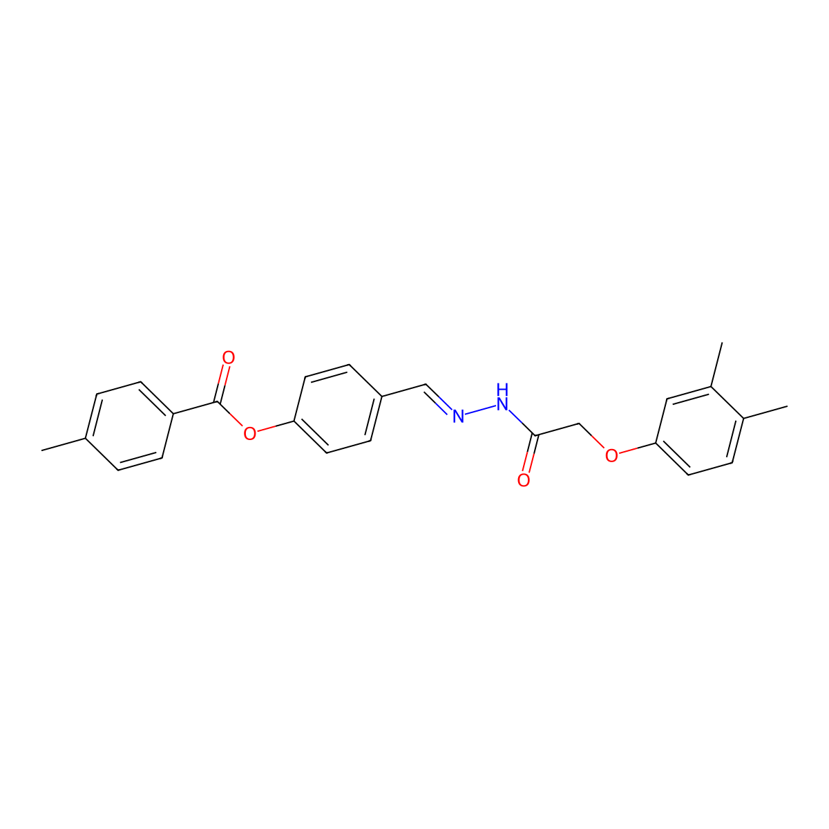 4-[[2-[2-(3,4-Dimethylphenoxy)acetyl]hydrazinylidene]methyl]phenyl 4-methylbenzoate molecular structure, CAS 689761-27-1