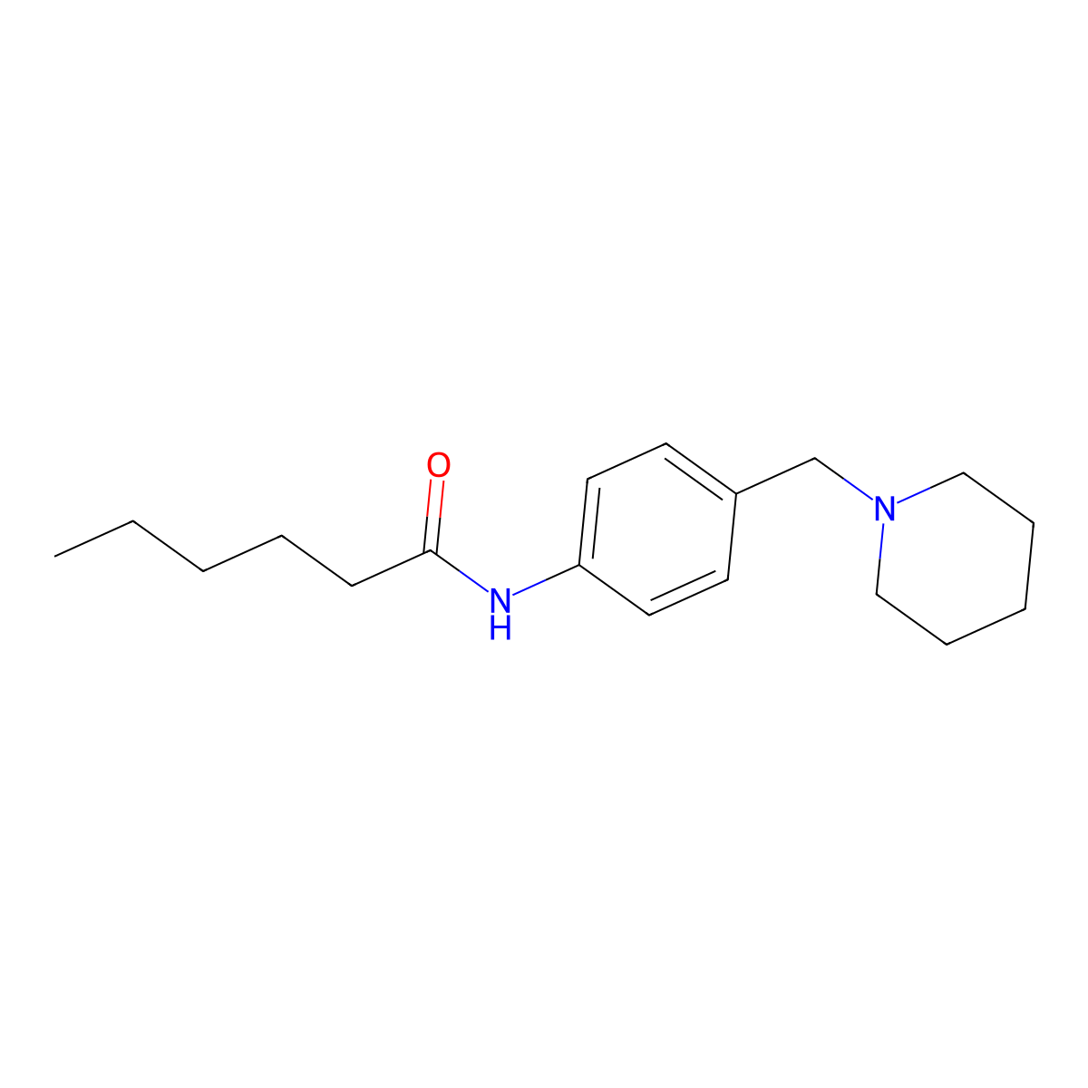 N-[4-(piperidin-1-ylmethyl)phenyl]hexanamide molecular structure, CAS 689761-38-4