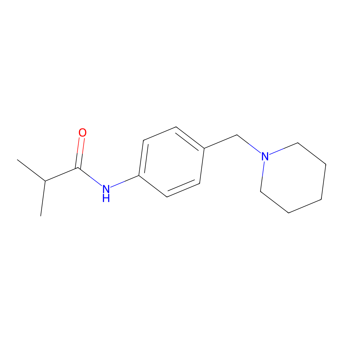 2-methyl-N-[4-(piperidin-1-ylmethyl)phenyl]propanamide molecular structure, CAS 689761-44-2
