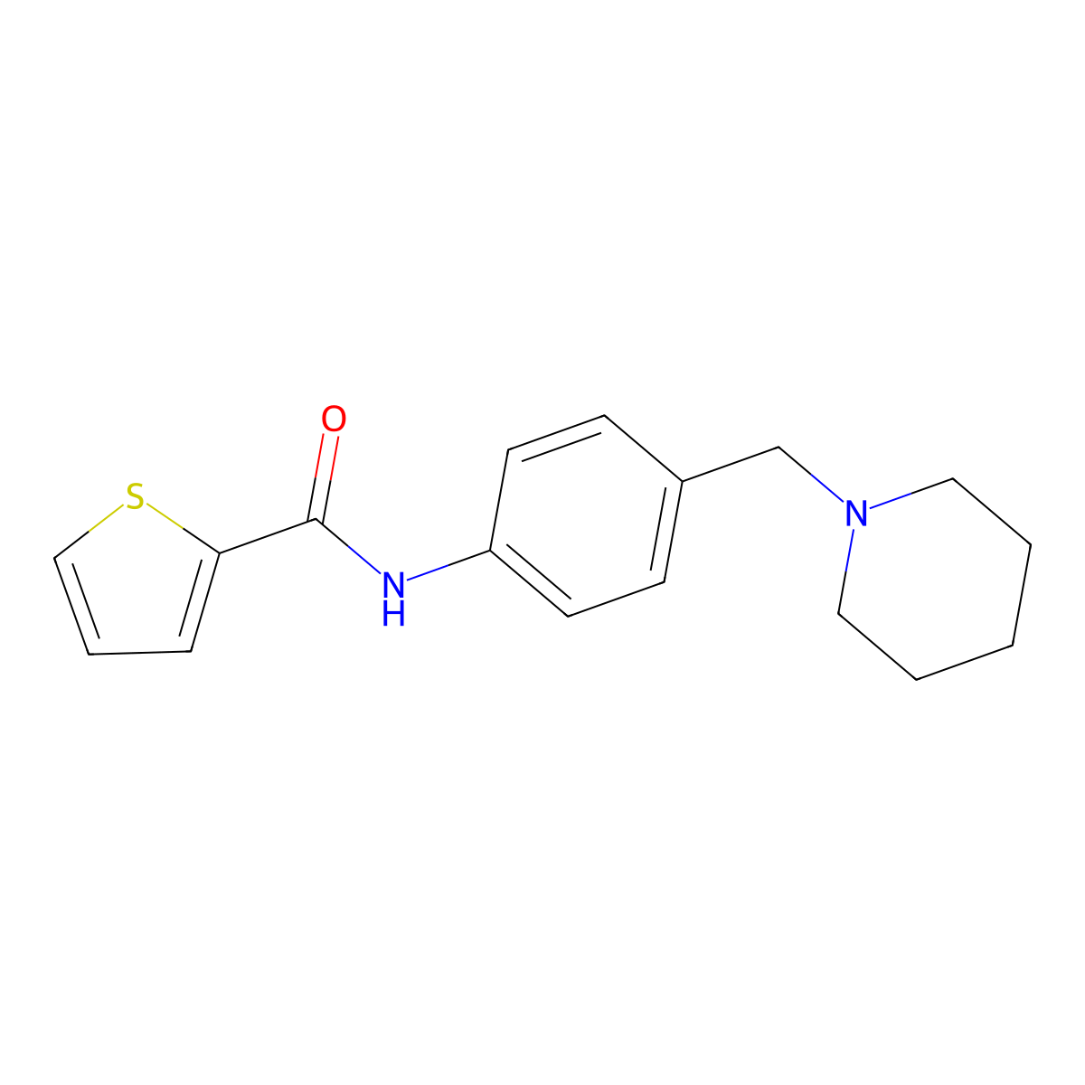 N-[4-(piperidin-1-ylmethyl)phenyl]thiophene-2-carboxamide molecular structure, CAS 689761-51-1