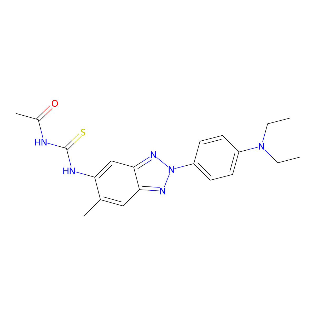 N-[[2-[4-(diethylamino)phenyl]-6-methylbenzotriazol-5-yl]carbamothioyl]acetamide molecular structure, CAS 689761-67-9
