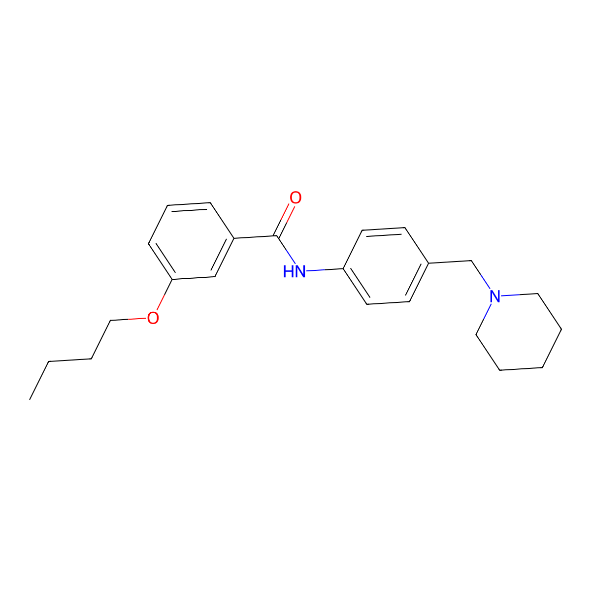 3-butoxy-N-[4-(piperidin-1-ylmethyl)phenyl]benzamide molecular structure, CAS 689761-75-9