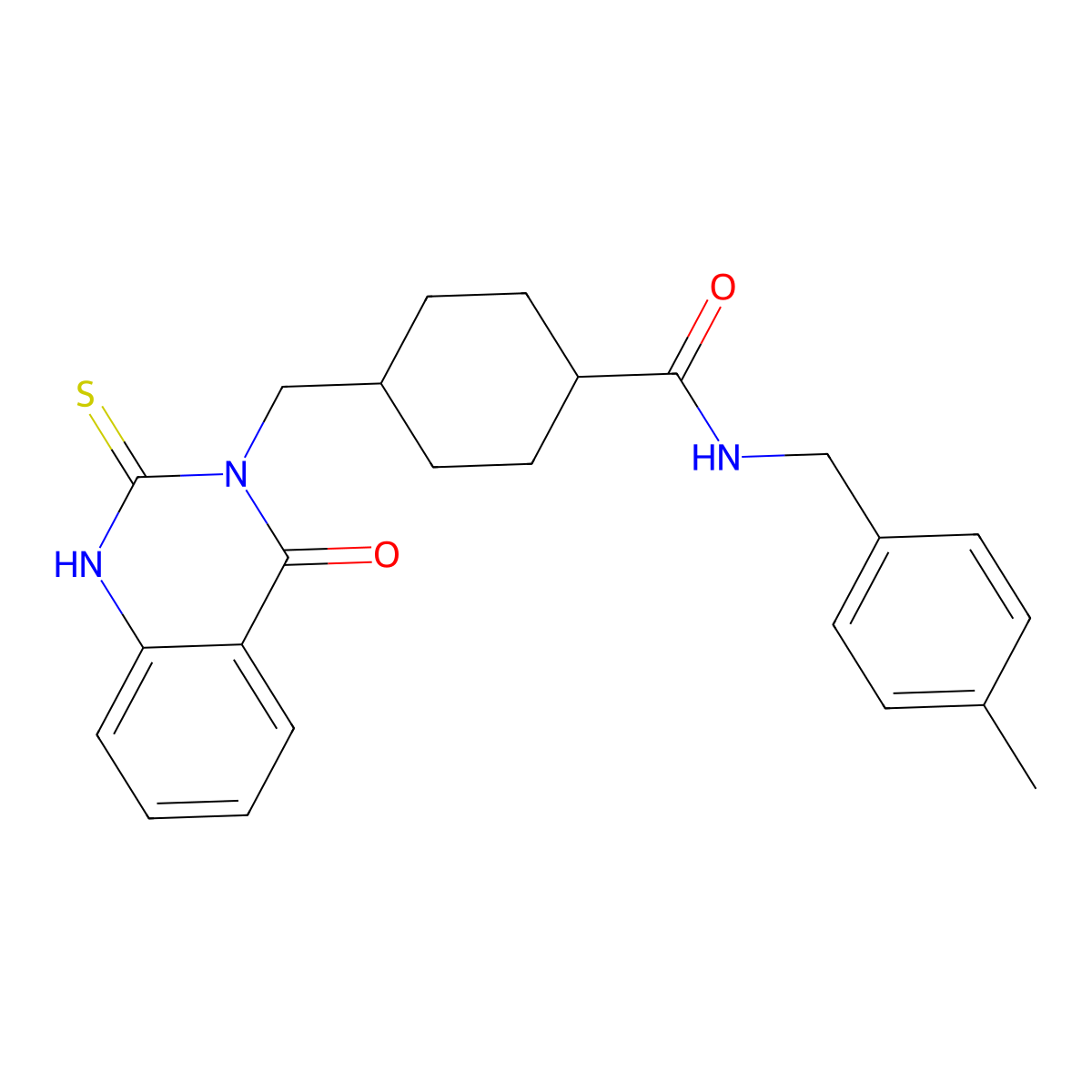 N-[(4-methylphenyl)methyl]-4-[(4-oxo-2-sulfanylidene-1H-quinazolin-3-yl)methyl]cyclohexane-1-carboxamide molecular structure, CAS 689762-06-9