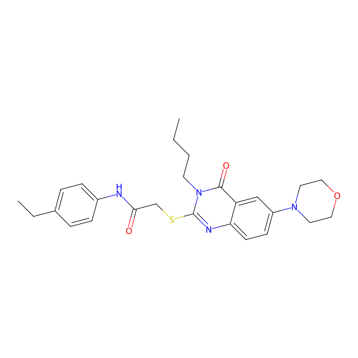 2-(3-butyl-6-morpholin-4-yl-4-oxoquinazolin-2-yl)sulfanyl-N-(4-ethylphenyl)acetamide molecular structure, CAS 689762-13-8