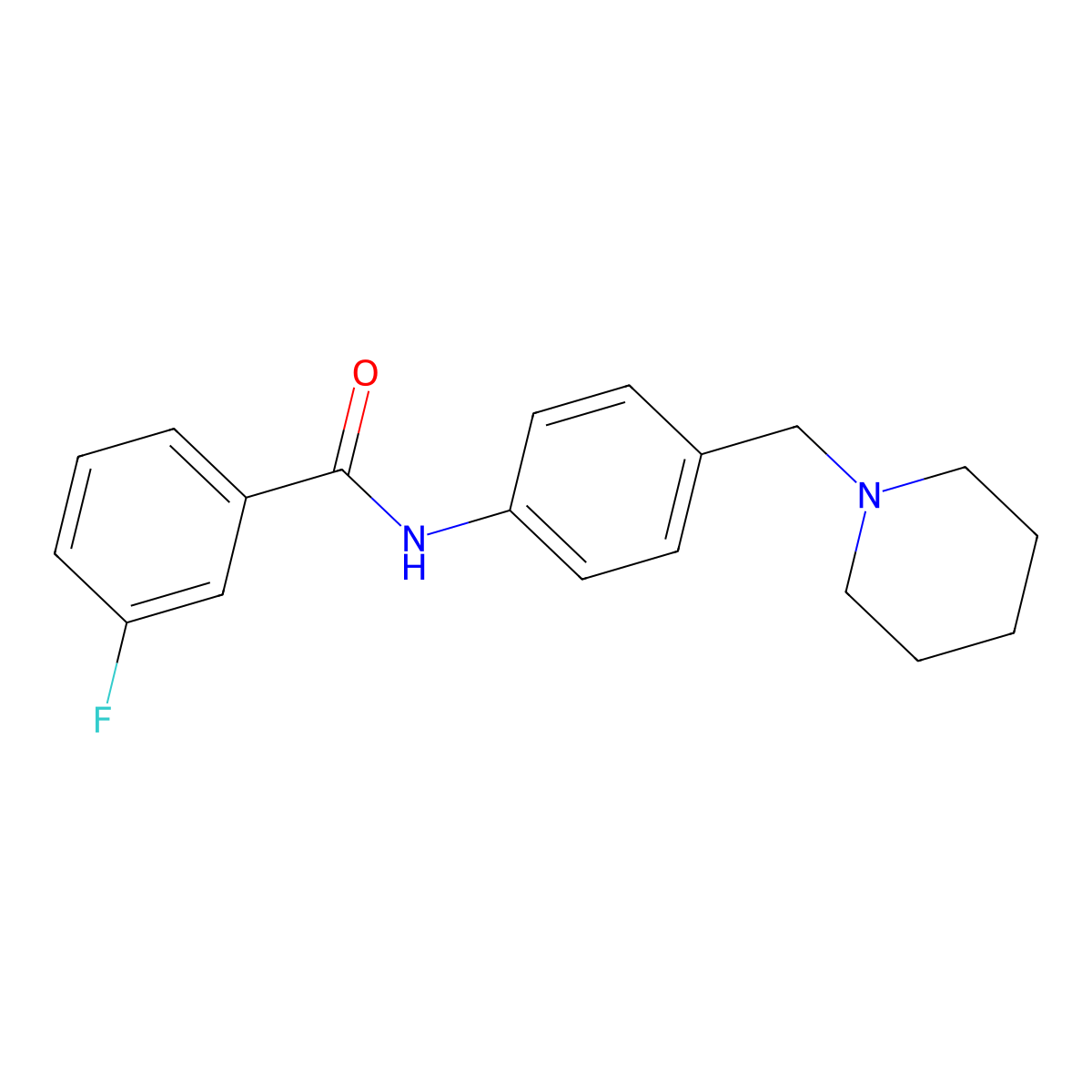 3-fluoro-N-[4-(piperidin-1-ylmethyl)phenyl]benzamide molecular structure, CAS 689762-17-2