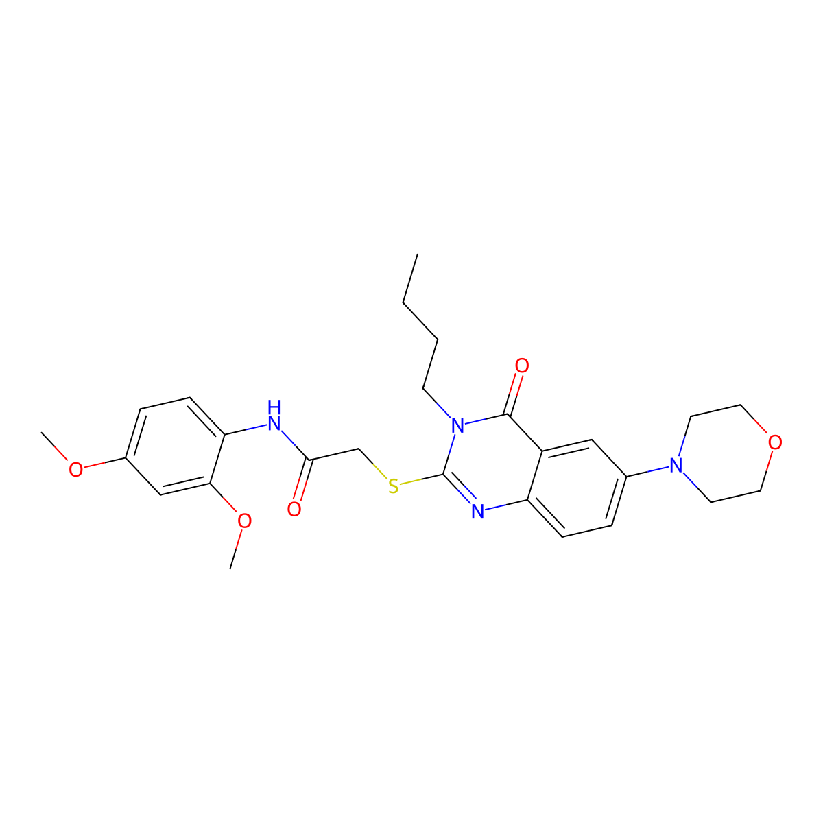 2-(3-butyl-6-morpholin-4-yl-4-oxoquinazolin-2-yl)sulfanyl-N-(2,4-dimethoxyphenyl)acetamide molecular structure, CAS 689762-19-4