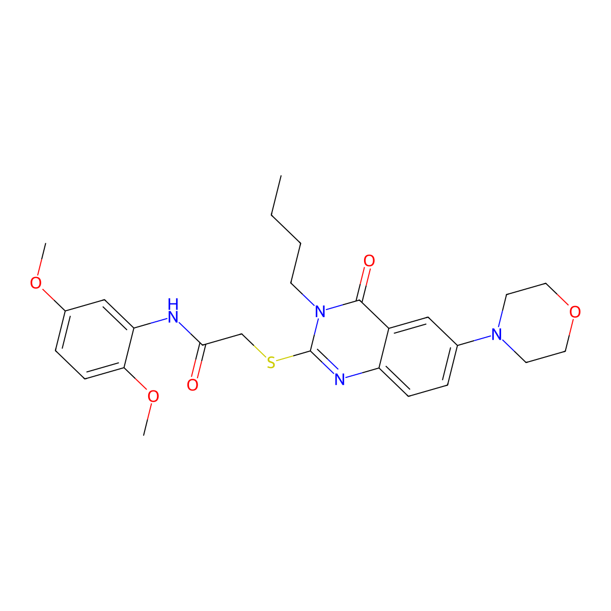 2-{[3-butyl-6-(morpholin-4-yl)-4-oxo-3,4-dihydroquinazolin-2-yl]sulfanyl}-N-(2,5-dimethoxyphenyl)acetamide molecular structure, CAS 689762-43-4