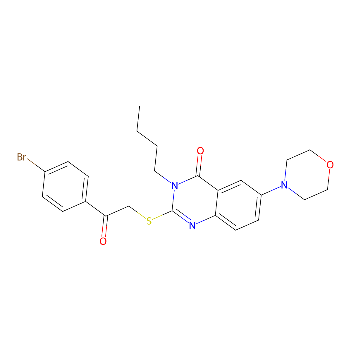 2-((2-(4-bromophenyl)-2-oxoethyl)thio)-3-butyl-6-morpholinoquinazolin-4(3H)-one molecular structure, CAS 689763-20-0
