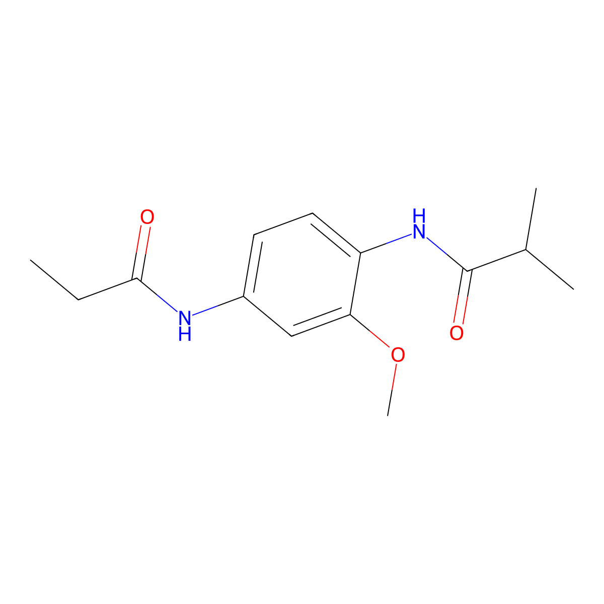 N-[2-methoxy-4-(propanoylamino)phenyl]-2-methylpropanamide molecular structure, CAS 689763-36-8