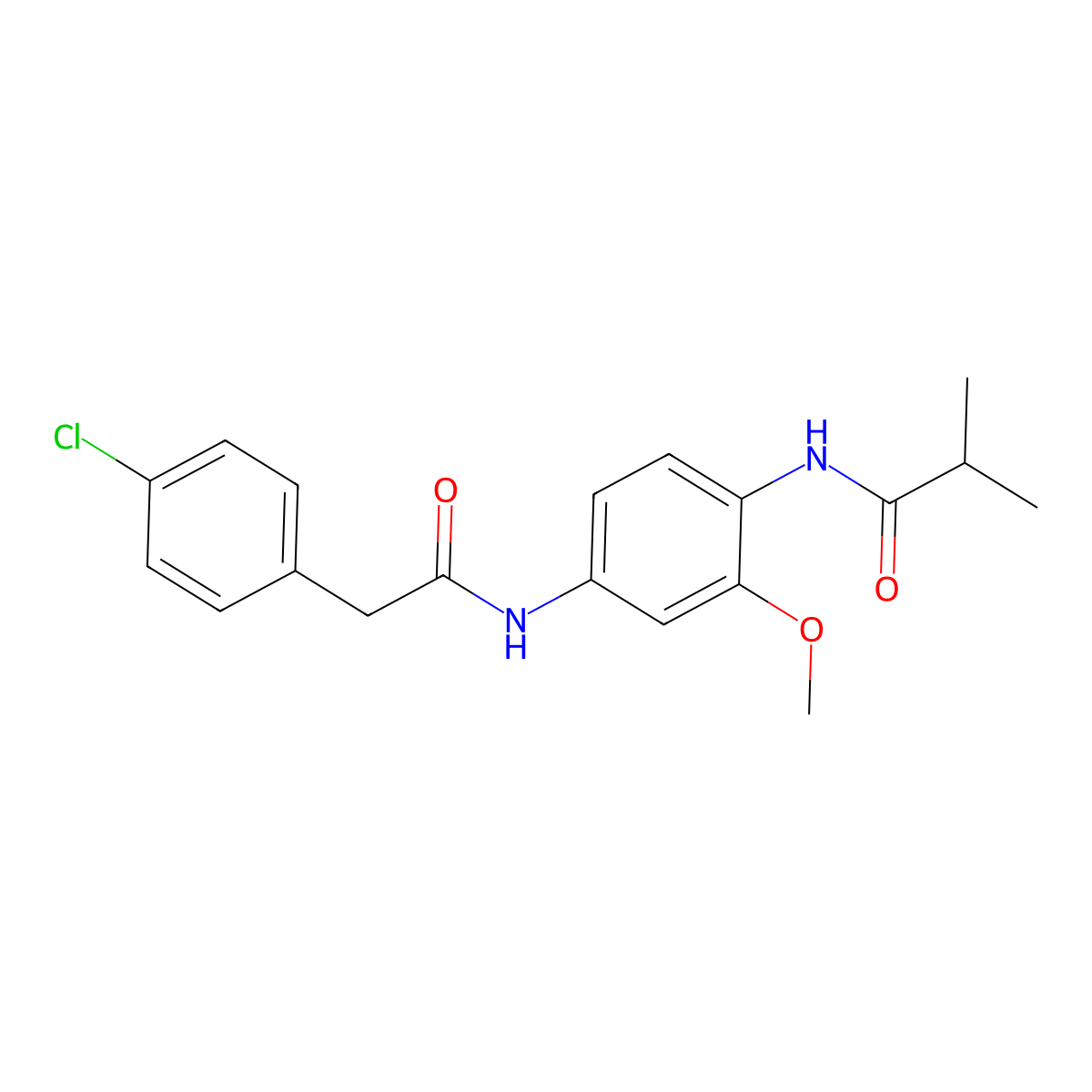 N-(4-{[(4-chlorophenyl)acetyl]amino}-2-methoxyphenyl)-2-methylpropanamide molecular structure, CAS 689763-66-4