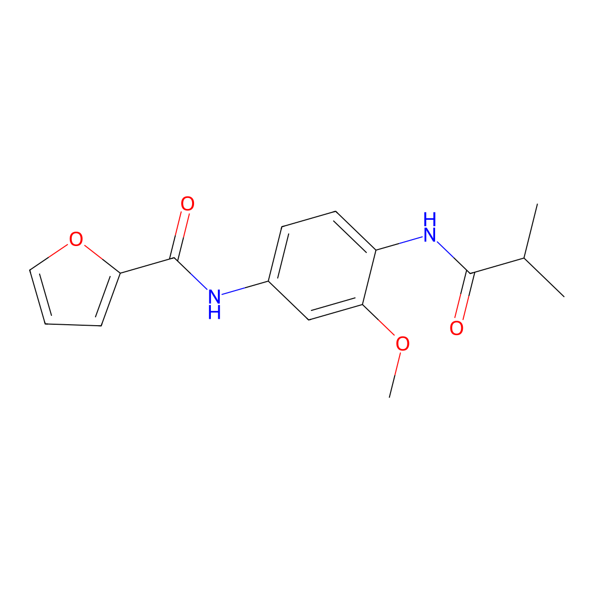 N-[4-(isobutyrylamino)-3-methoxyphenyl]-2-furamide molecular structure, CAS 689763-78-8