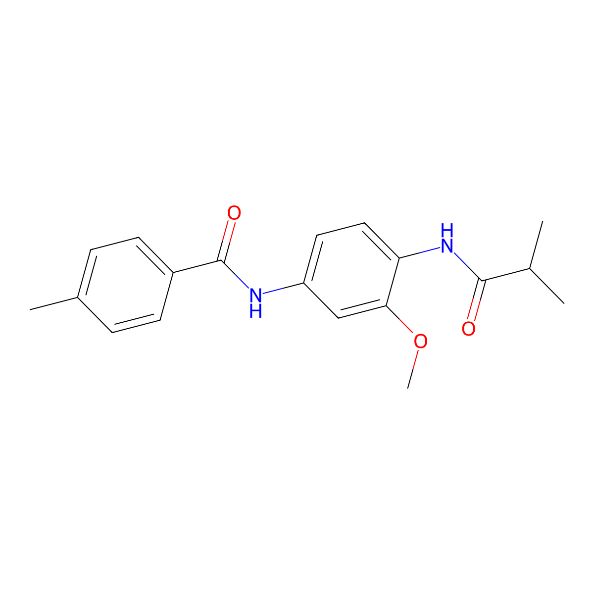 N-[3-methoxy-4-(2-methylpropanoylamino)phenyl]-4-methylbenzamide molecular structure, CAS 689763-96-0
