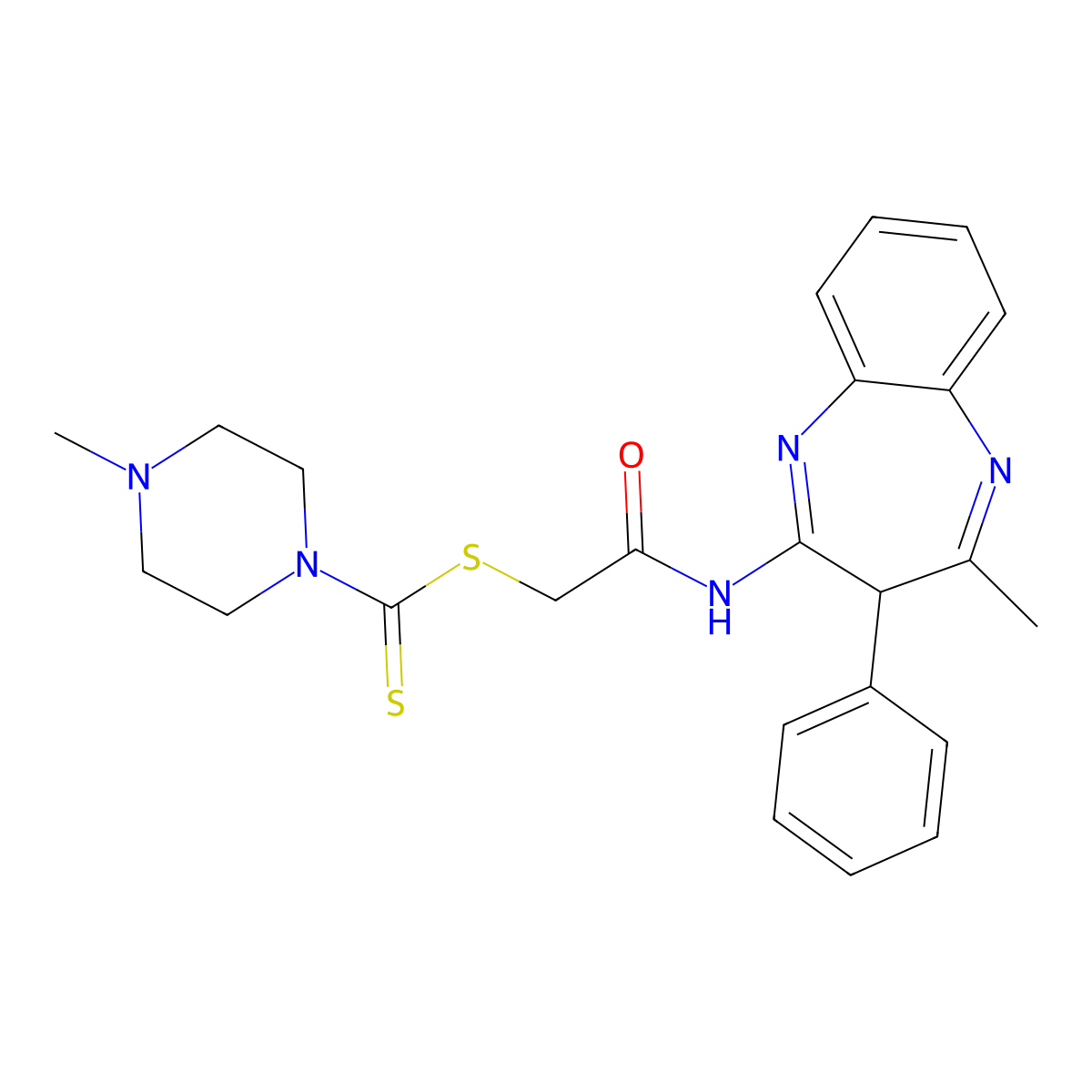 2-[(4-methyl-3-phenyl-3H-1,5-benzodiazepin-2-yl)amino]-2-oxoethyl 4-methylpiperazine-1-carbodithioate molecular structure, CAS 689764-31-6