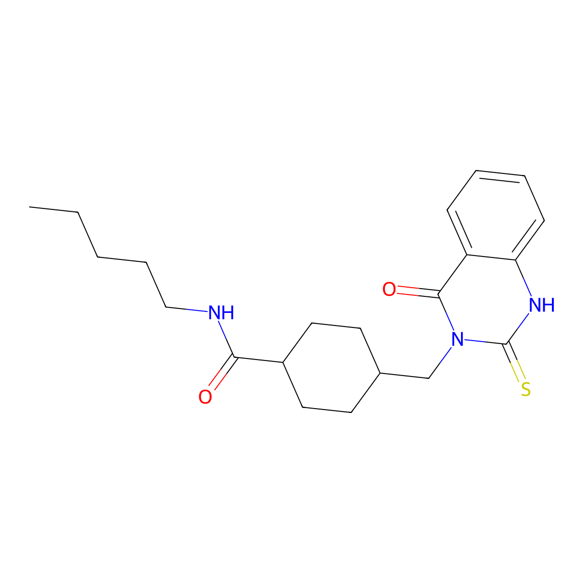 4-[(4-oxo-2-thioxo-1,4-dihydroquinazolin-3(2H)-yl)methyl]-N-pentylcyclohexanecarboxamide molecular structure, CAS 689764-37-2