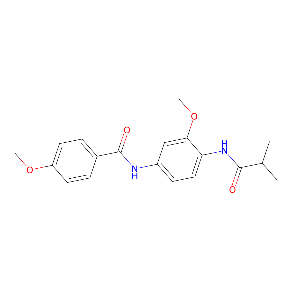 4-methoxy-N-[3-methoxy-4-(2-methylpropanoylamino)phenyl]benzamide molecular structure, CAS 689764-52-1