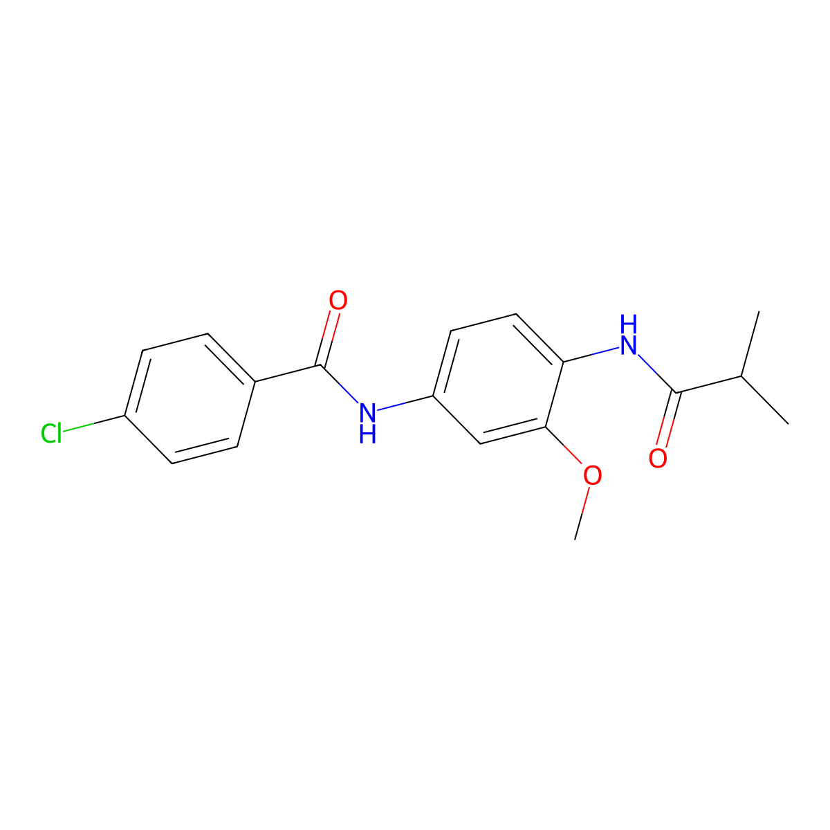 4-chloro-N-[4-(isobutyrylamino)-3-methoxyphenyl]benzamide molecular structure, CAS 689764-87-2