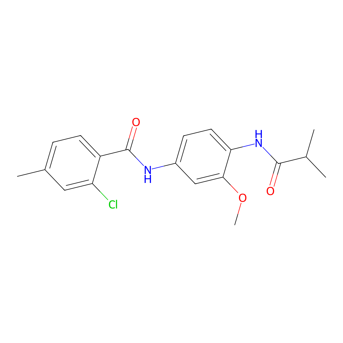 2-chloro-N-[3-methoxy-4-(2-methylpropanoylamino)phenyl]-4-methylbenzamide molecular structure, CAS 689764-93-0