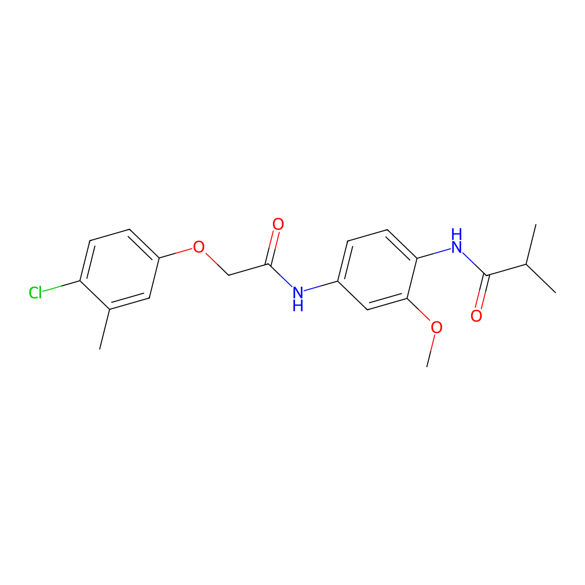N-(4-{[(4-chloro-3-methylphenoxy)acetyl]amino}-2-methoxyphenyl)-2-methylpropanamide molecular structure, CAS 689764-99-6