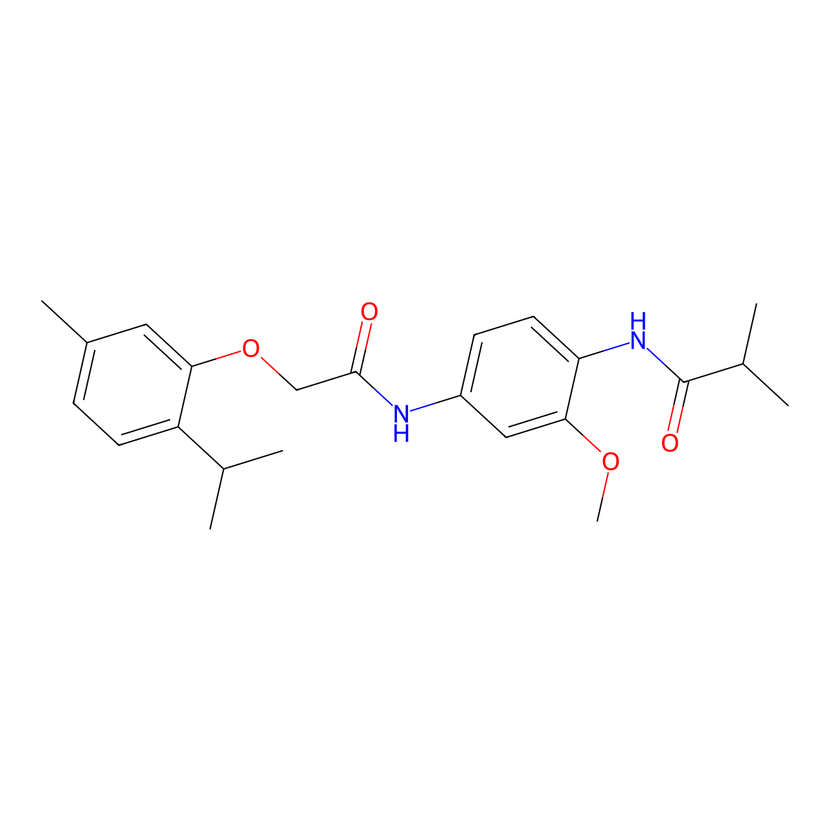 N-[2-methoxy-4-[[2-(5-methyl-2-propan-2-ylphenoxy)acetyl]amino]phenyl]-2-methylpropanamide molecular structure, CAS 689765-35-3