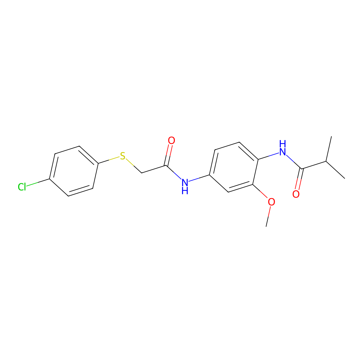 N-[4-({[(4-chlorophenyl)sulfanyl]acetyl}amino)-2-methoxyphenyl]-2-methylpropanamide molecular structure, CAS 689765-47-7