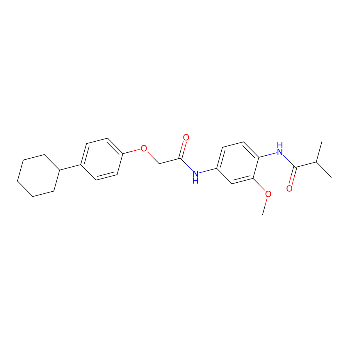 N-[4-[[2-(4-cyclohexylphenoxy)acetyl]amino]-2-methoxyphenyl]-2-methylpropanamide molecular structure, CAS 689765-53-5